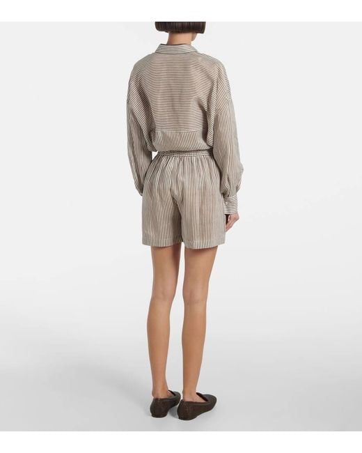 Brunello Cucinelli White Shorts Aus Leinen Und Seide