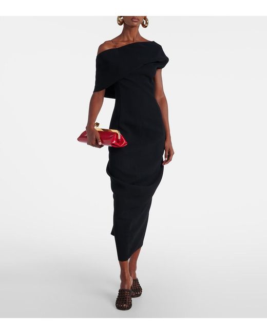 Jacquemus Black One-Shoulder Midi Dress