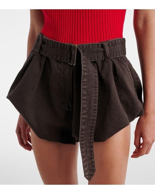 Magda Butrym Black Belted Cotton Canvas Shorts