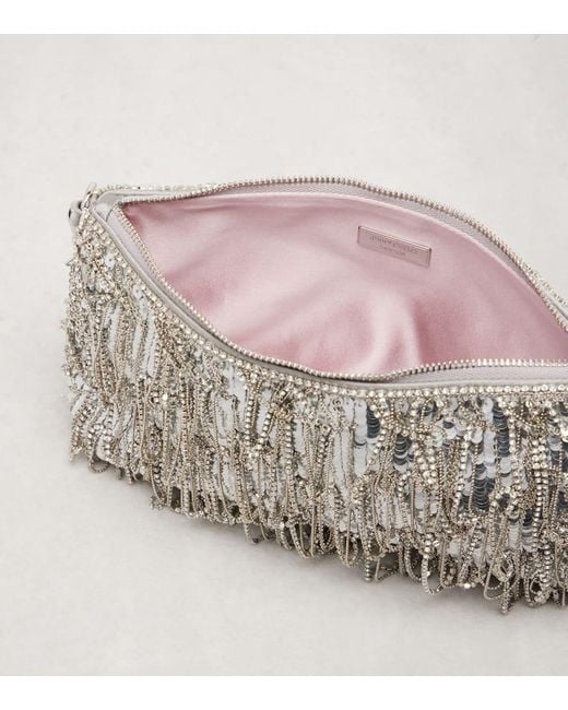 Jimmy Choo White Clutch Callie Mini Aus Satin Mit Pailletten