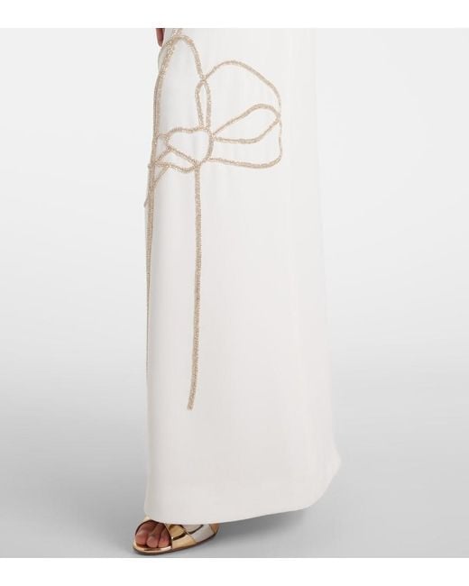 Costarellos White Zarie Embellished Crepe Gown