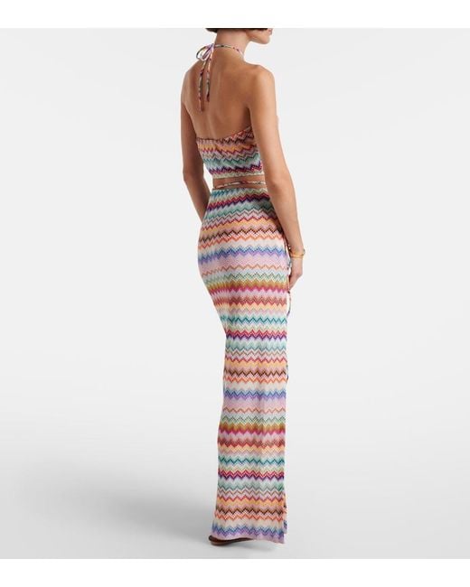 Missoni White Zigzag Lame Wrap Skirt