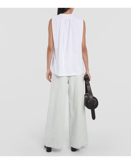 MM6 by Maison Margiela White Ruffled Cotton Jersey Top