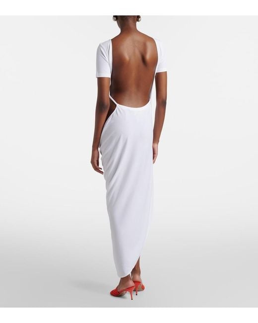 Jacquemus White The Sole Cutout Jersey Midi Dress