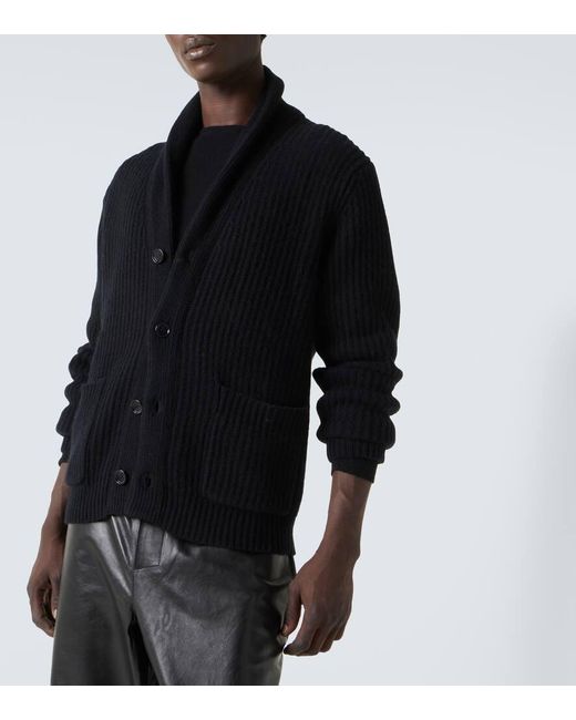 Allude Blue Wool And Cashmere Cardigan for men