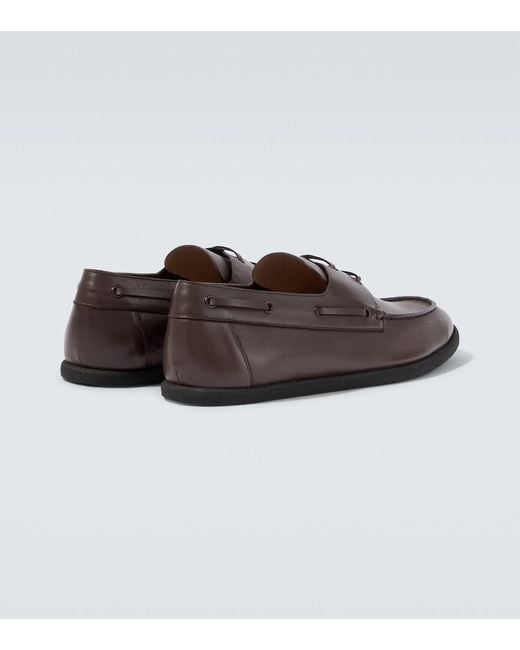 The Row Brown Novus Leather Boat Shoes for men