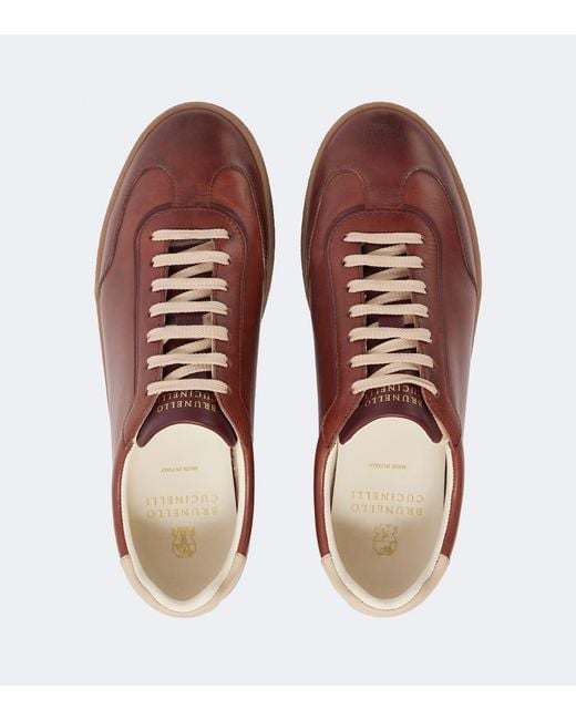 Brunello Cucinelli Brown Leather Sneakers for men