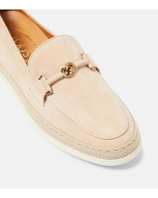 Tod's Natural T Ring Suede Loafers