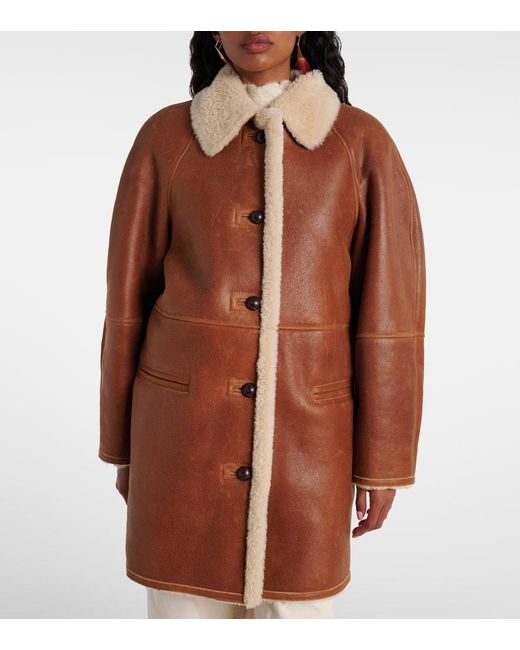 Abrigo Berthie De Piel Con Borrego Isabel Marant de color Brown