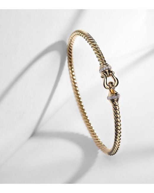 David Yurman Metallic Buckle Cablespira 18Kt Bangle With Diamonds