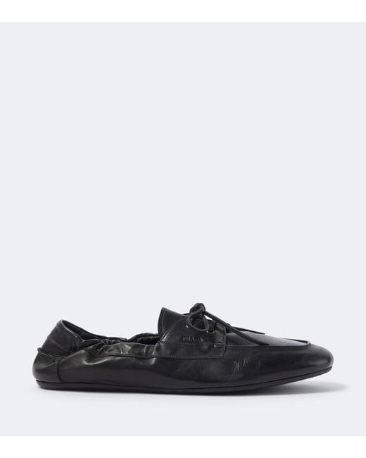 Prada Black Shuffle Leather Loafers for men