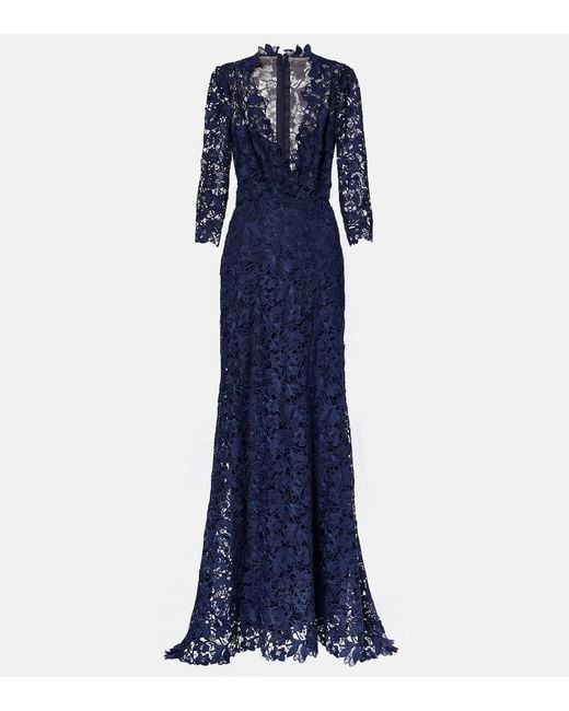 Monique Lhuillier Blue Lace Gown