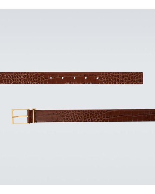 Tom Ford Brown T Loop Croc-Effect Leather Belt for men