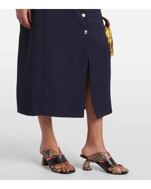 Dries Van Noten Blue Gabardine Midi Dress