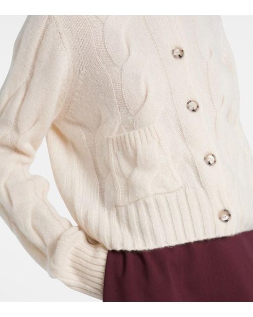 Jardin Des Orangers Natural Cable-Knit Cashmere And Silk Cardigan