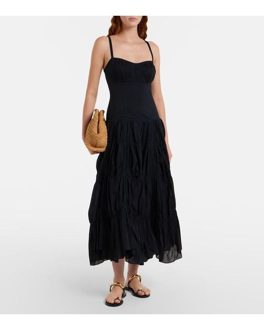 Ulla Johnson Black Emmalina Cotton Voile Midi Dress