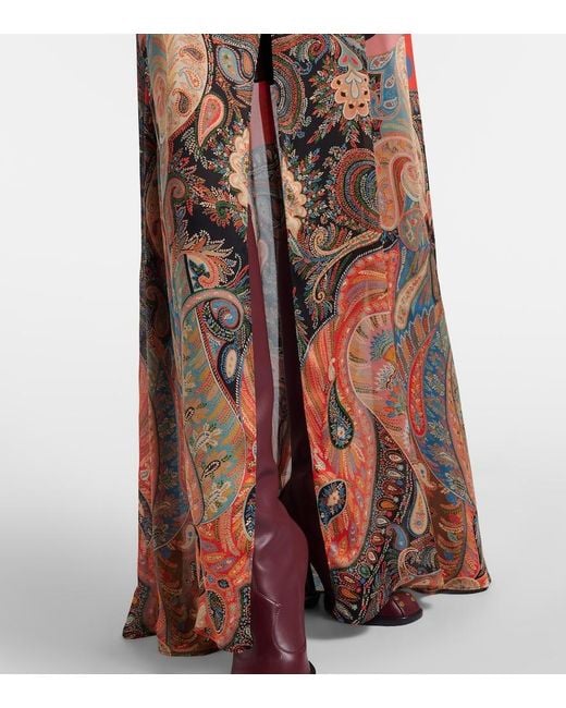 Etro Red Paisley Silk Gown