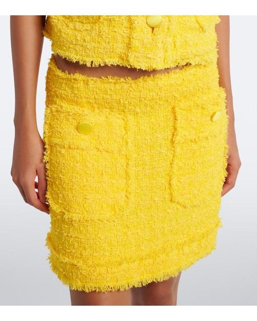 Dolce & Gabbana Yellow Cotton-Blend Tweed Miniskirt