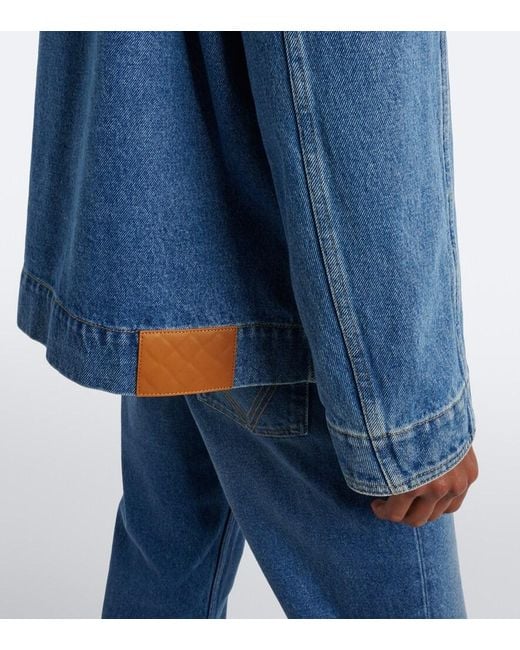 Bottega Veneta Blue Intrecciato Oversized Denim Jacket