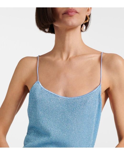 Oseree Blue Lumiere Belted Maxi Dress
