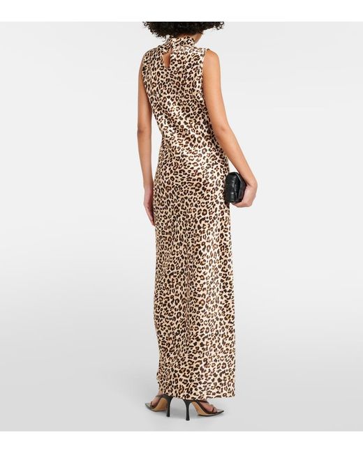 Veronica Beard Natural Kura Leopard-Print Silk-Blend Maxi Dress