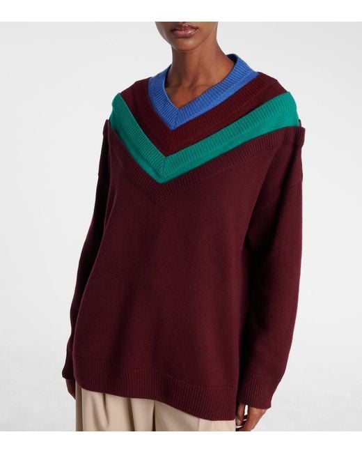 Loewe Red Trompe L'Oil Wool Sweater