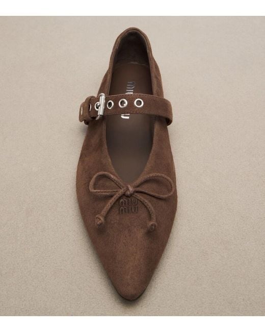 Miu Miu Brown Suede Ballet Flats