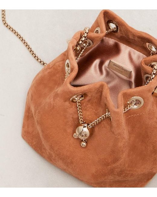 Jimmy Choo Brown Bucket Bag Bon Bon Small Aus Veloursleder