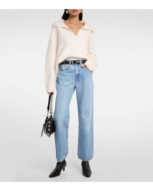 FRAME Le Jane High rise Straight Jeans in Blue Lyst UK