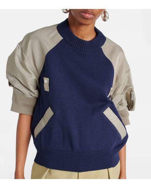 Sacai Blue Sweatshirt aus einem Baumwollgemisch
