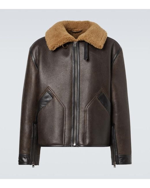 Lemaire Shearling-Lined Leather Jacket in Black for Men | Lyst