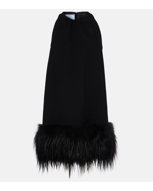 Prada Black Minikleid Mit Federn