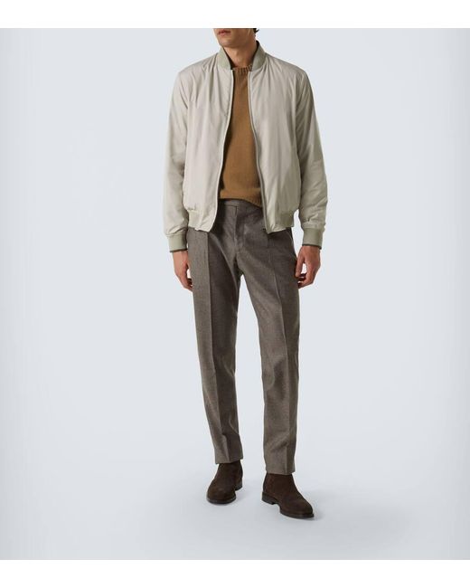 Canali White Reversible Bomber Jacket for men