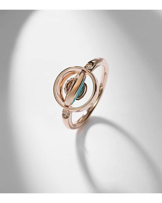 Pomellato White Ring Pom Pom Dot Aus 18Kt Rosegold Mit Diamanten Und Tuerkis
