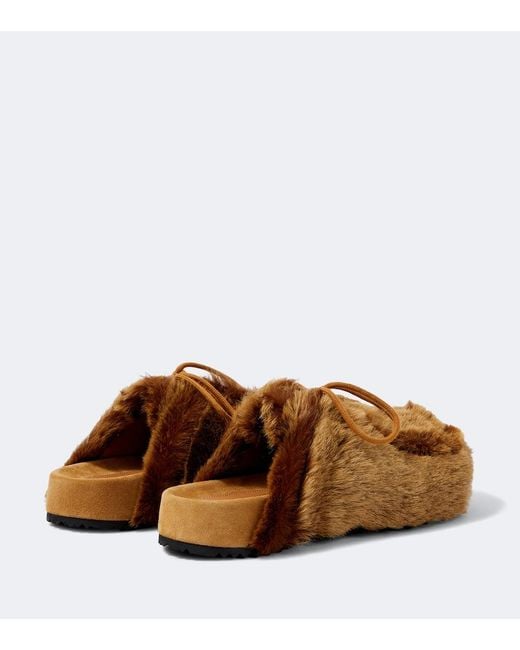 Dries Van Noten Brown Shearling Clogs for men