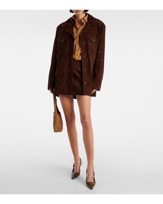 Nour Hammour Brown Remi Suede Miniskirt