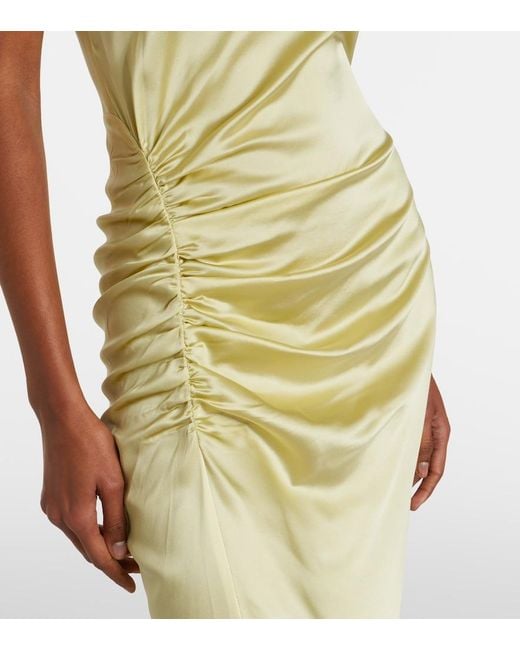 Veronica Beard Metallic Huntleigh Ruched Silk-Blend Satin Gown