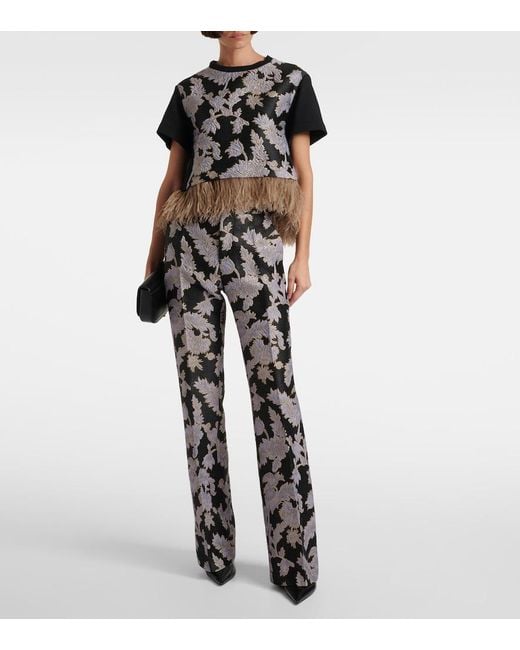 LaDoubleJ Black Saturday Night Jacquard Bootcut Pants