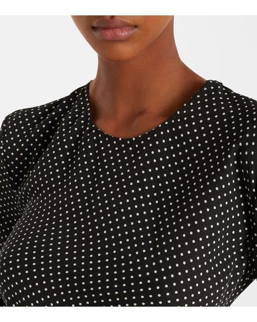 Tom Ford Black Polka-Dot Silk Midi Dress