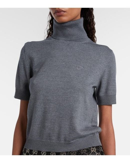 Gucci Gray Top Aus Wolle