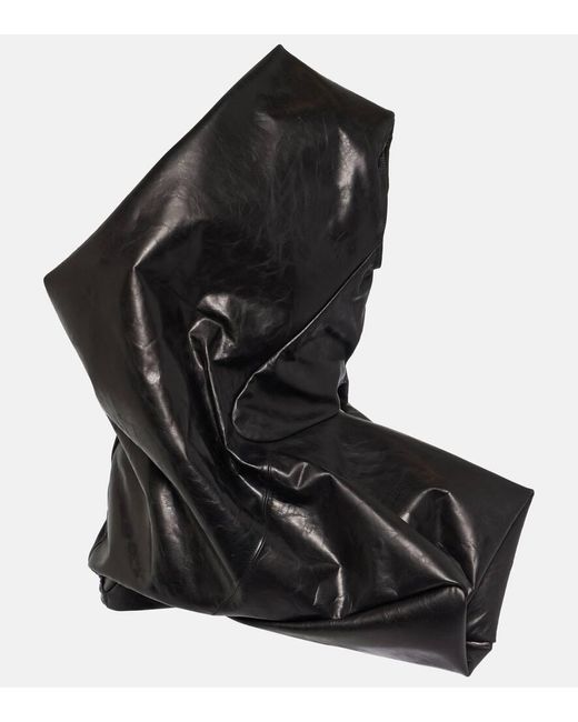 Rick Owens Black Asymmetric Leather Top