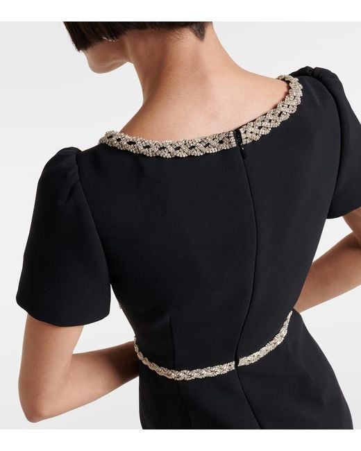Self-Portrait Black Verziertes Midikleid Aus Crepe