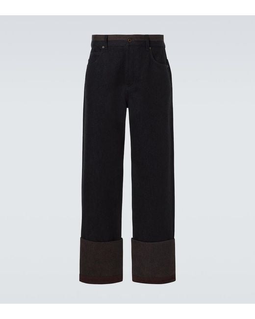 Loewe Black Colorblocked Wide-Leg Jeans for men