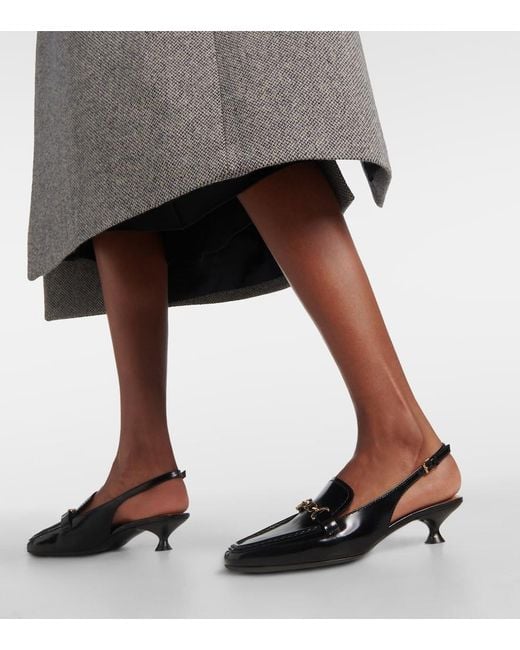 Tod's Black 35 Leather Slingback Pumps