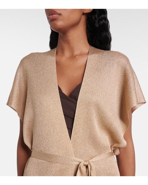 Max Mara Natural Zarelia Fringed Lame Kaftan