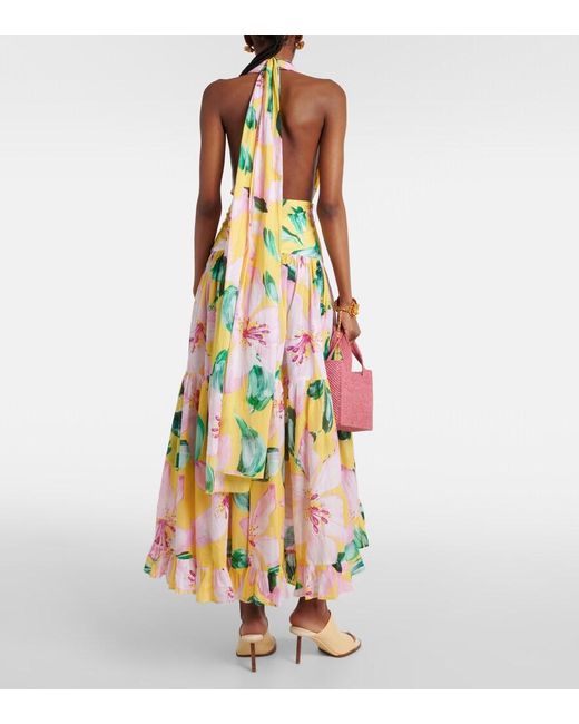 Alexandra Miro White Marie Rose Floral Cotton Midi Dress