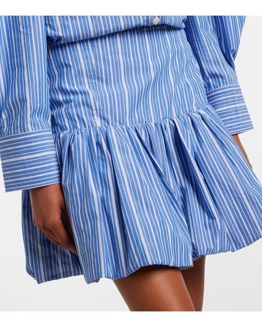 Ganni Blue Striped Cotton Poplin Miniskirt