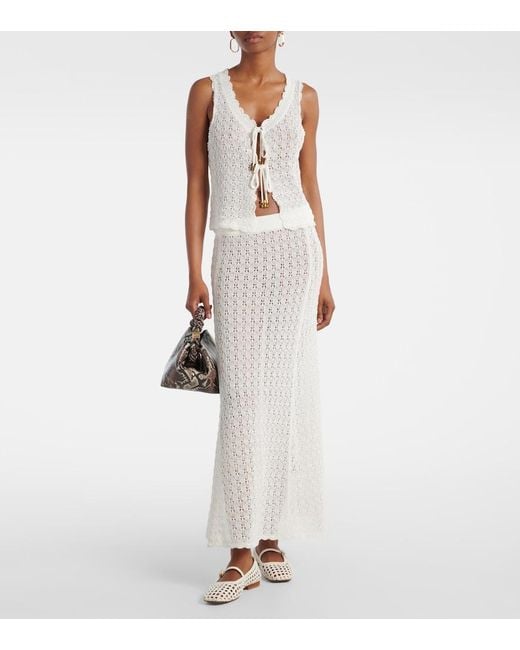 Ganni White Crochet Maxi Skirt