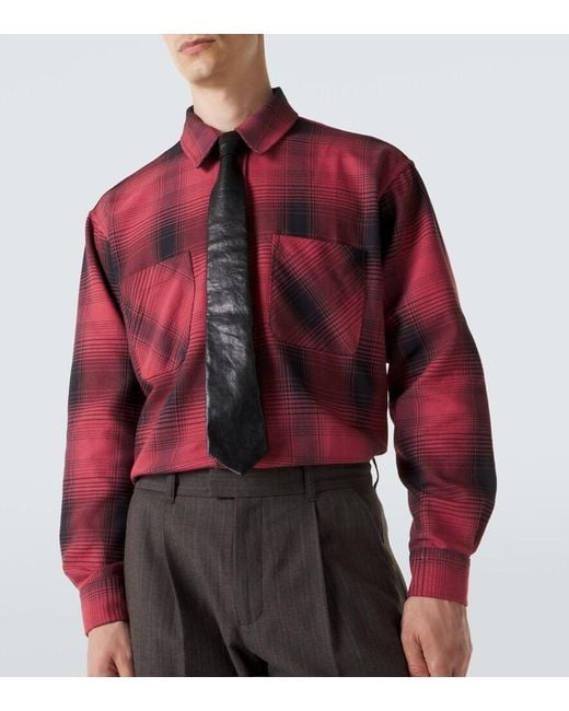 Our Legacy Red Checked Cotton Shirt for men