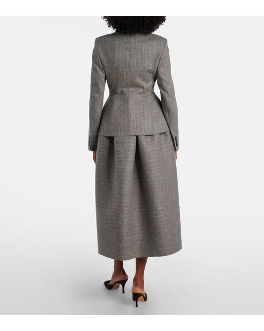 Erdem Gray Pinstripe Wool And Mohair Blazer
